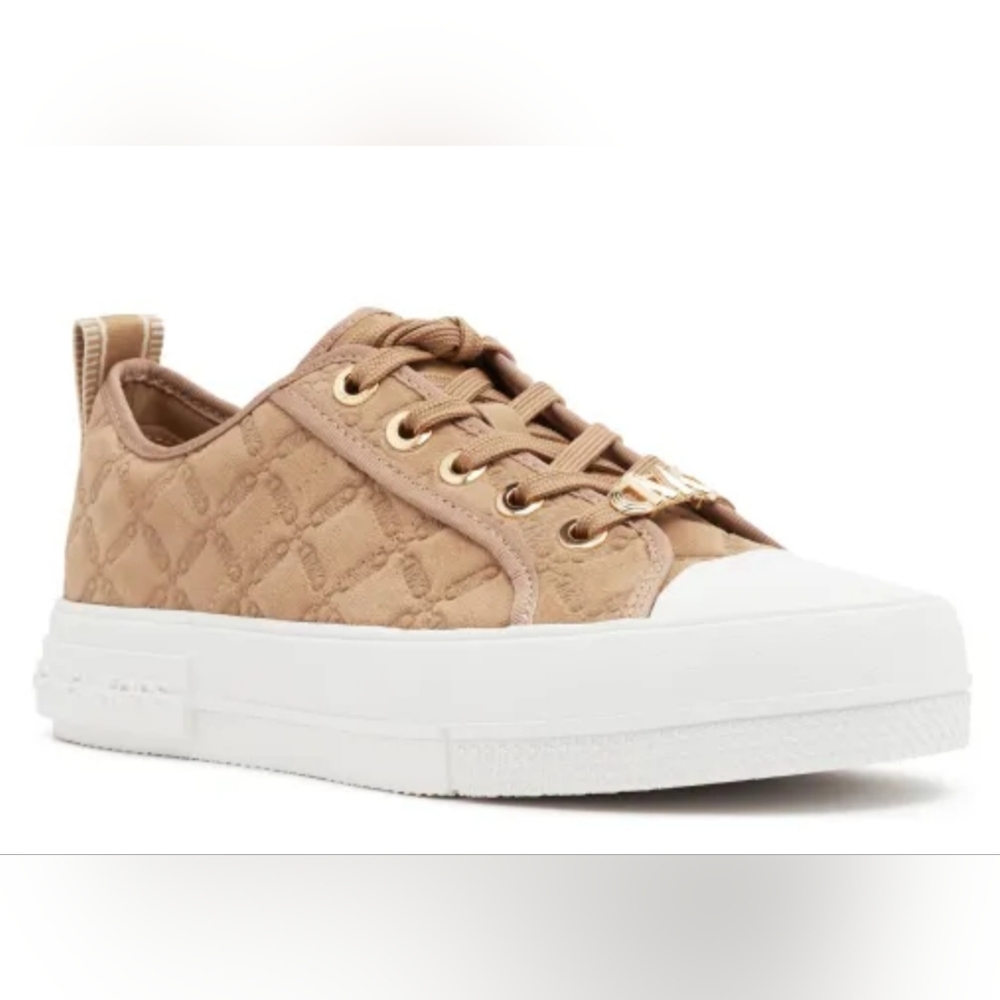 MICHAEL Michael Kors Evy Empire Logo Embossed Suede Sneaker Women's Size 7.